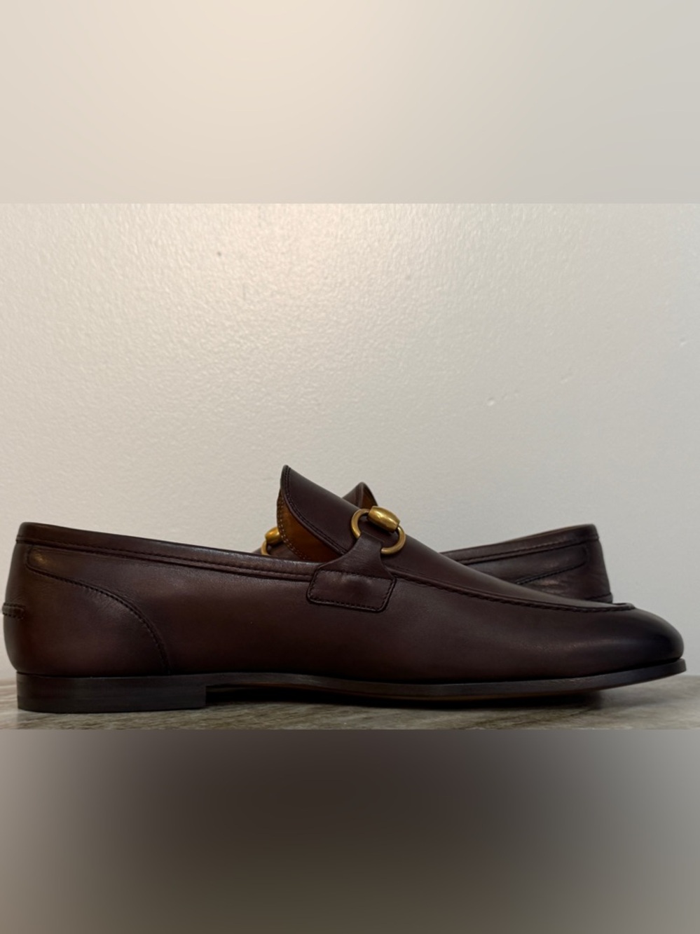 GUCCI JORDAAN Horsebit Leather Loafer Brown  7 / 7.5 US $1100 1953 - Picture 4 of 10